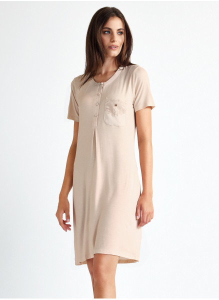 Short Sleeve Grandad Nightdress - SATÈN Series