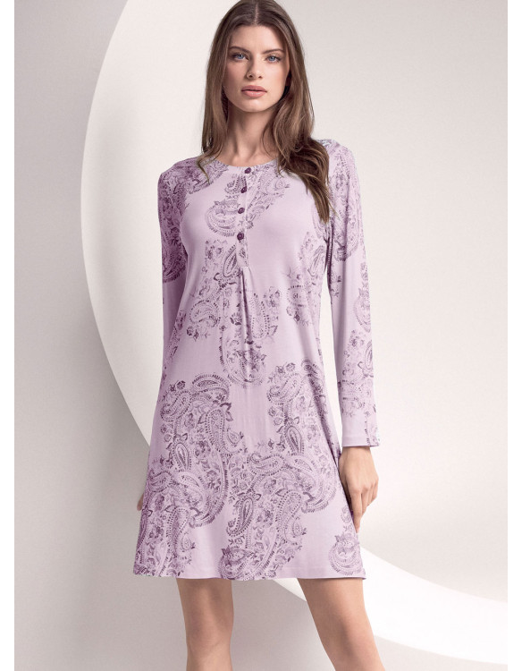 Long sleeve grandad nightdress - CACHEMIRE