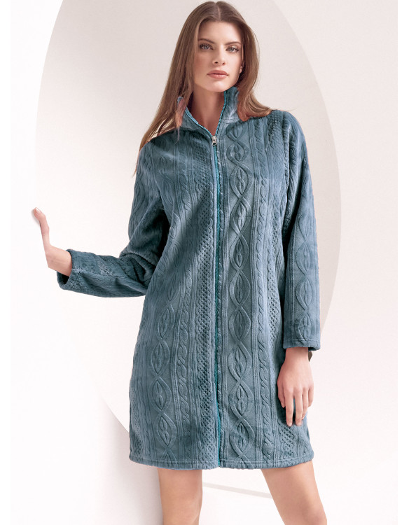 Long sleeve full zip homewear night gown. BRAID  Series