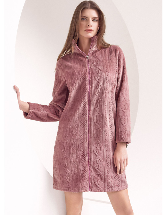 Long sleeve full zip homewear night gown. BRAID  Series